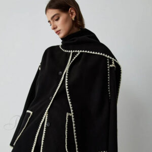 Contrast Trim Jacket Trendy With Matching Scarf