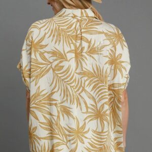 Umgee Tropical Print Button Down Shirt